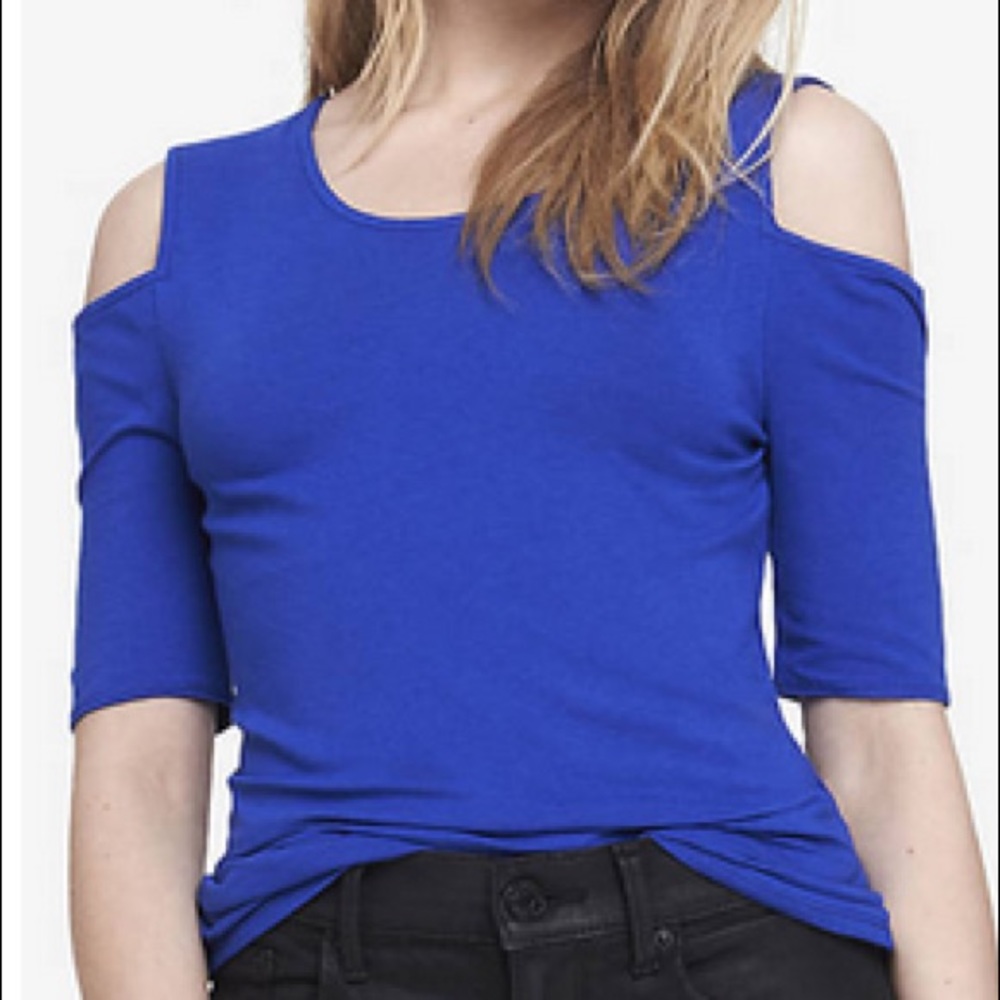 Royal blue cold-shoulder top